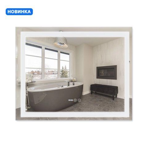 Зеркало Qtap Mideya (DC-F614) 1000х800 с LED-подсветкой Touch, с антизапотеванием, с часами, диммером, рег. яркости QT2078F614W SD00036735 фото