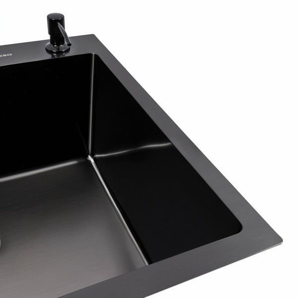 Кухонная мойка черная 60*50 PVD Platinum Handmade ECN (2,0/0,5) 45926 фото