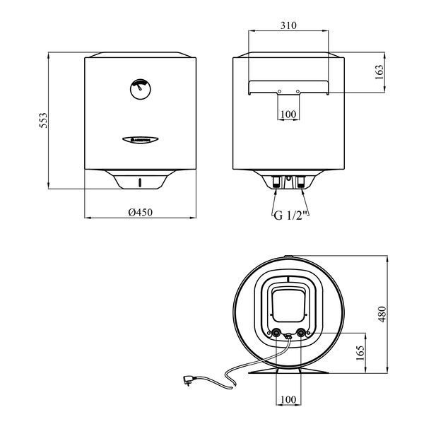 Водонагреватель Ariston SG1 50 V EU с мокрым ТЭНом 3213000 CV034077 фото