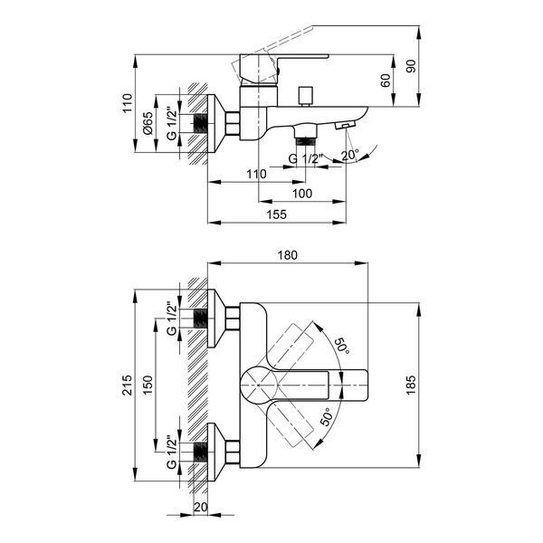 Змішувач для ванни Qtap Ustek 3016107DCW SD00041972 фото