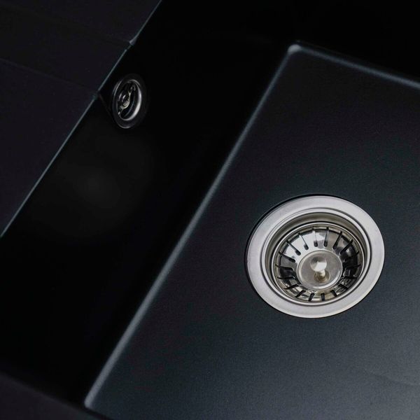 Гранітна мийка для кухні Platinum ARIA 5851 матова Чорна 48610 фото