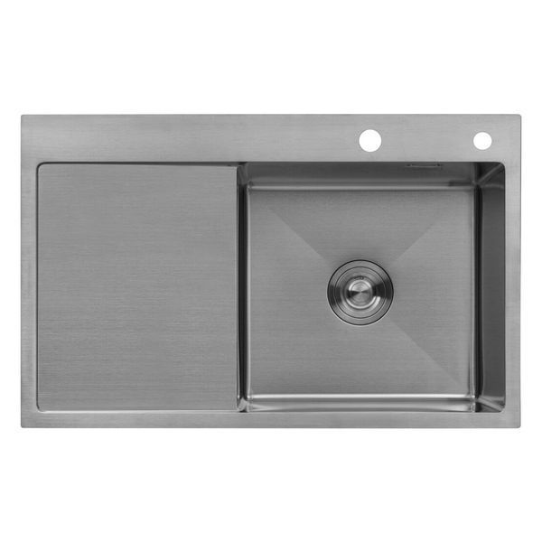 Комплект кухонной мойки Kroner KRP Geb&uuml;rstet 78х49RHM BLK04 nichel SL54728 фото
