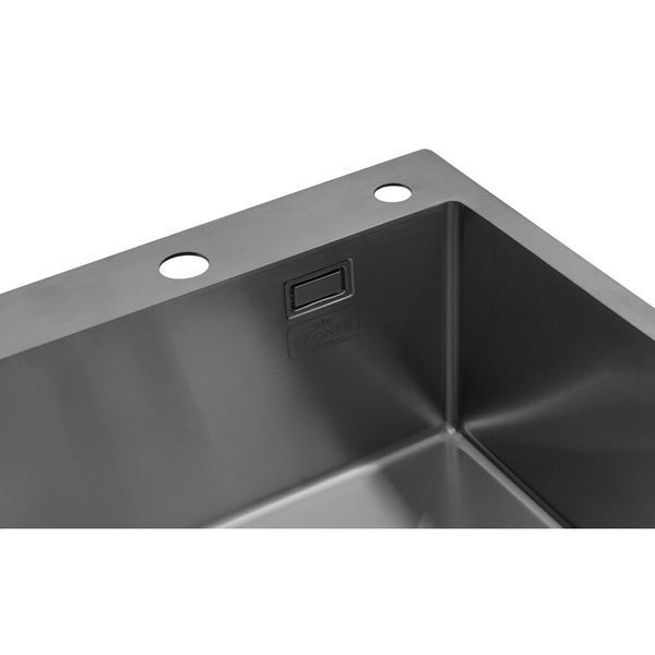 Комплект кухонной мойки Kroner KRP Geb&uuml;rstet 78х49RHM BLK04 nichel SL54728 фото