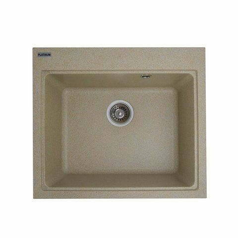 Гранитная мойка для кухни Platinum 5852 VESTA матовая Бежевый 3294 фото