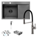 Комплект кухонной мойки Kroner KRP Schwarze 78х49LHM PVD ST07 Grafite SL44791 фото 1