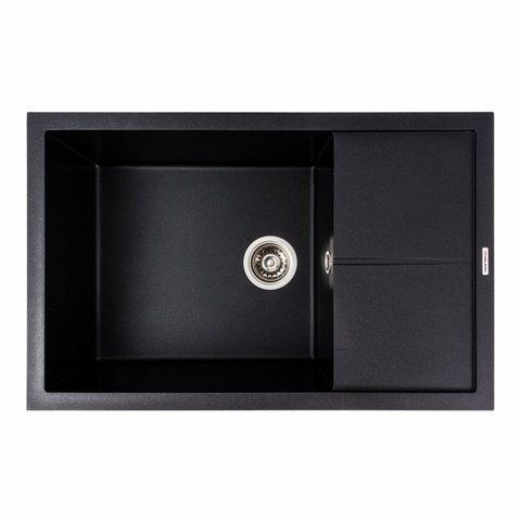 Гранитная мойка для кухни Platinum CALYPSO 7950 матовая Черный металлик 51499 фото