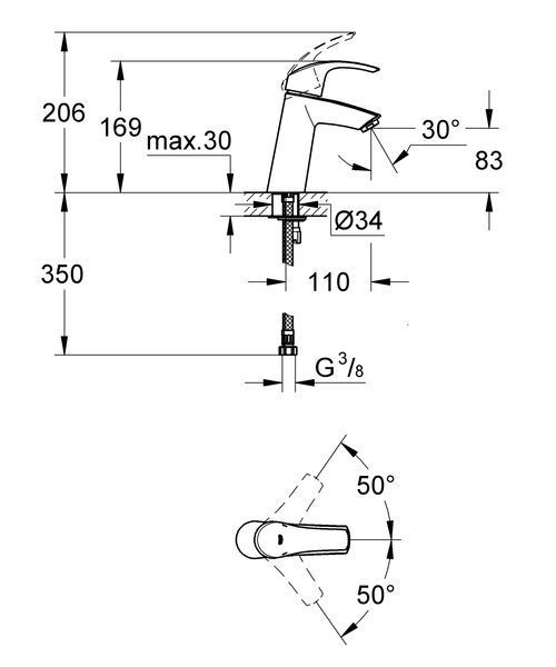 Eurosmart Одноважільний змішувач для раковини M-Size (23324001) 23324001 фото