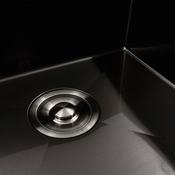 Кухонна мийка чорна PVD 78*48 L Platinum Handmade (два отвори, круглий сифон 3,0/0,8) 42219 фото