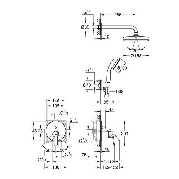Душевая система скрытого монтажа Grohe QuickFix Get Vitalio Start 210 25220001 CV030601 фото
