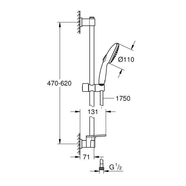 Душевой гарнитур Grohe QuickFix Vitalio Start 110 26952001 CV033231 фото