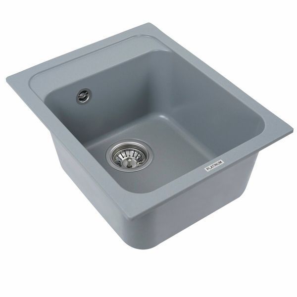 Гранитная мойка для кухни Platinum 4050 KORRADO матовая Серый металлик 3548 фото