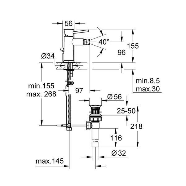 Смеситель для биде Grohe BauClassic 32864000 CV032462 фото