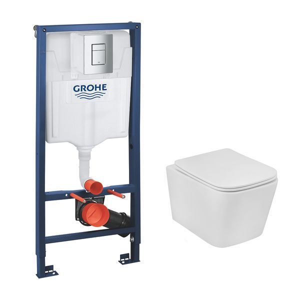 Комплект 4 в 1: Инсталляция Grohe Rapid SL 3 в 1 38772001 + Унитаз безободковый Kroner Eifel WHI483429 TORNADO с сиденьем Slim Duroplast / Soft-close / Quick relase KE483429WHIT (38772001KE483429) CV033823 фото