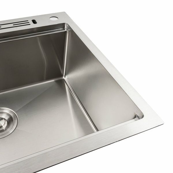 Кухонная мойка нержавейка 60х50 Platinum Handmade с подставкой для ножей (сифон круглый, 3,0/0,8) 42220 фото