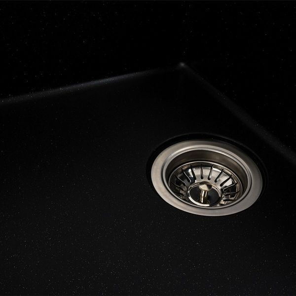 Гранитная мойка для кухни Platinum 6250 ZIRKONE матовый Черный металлик 41602 фото