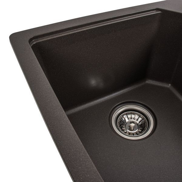 Гранітна мийка для кухні Platinum 7850 HARMONY матова Темна скеля 40398 фото
