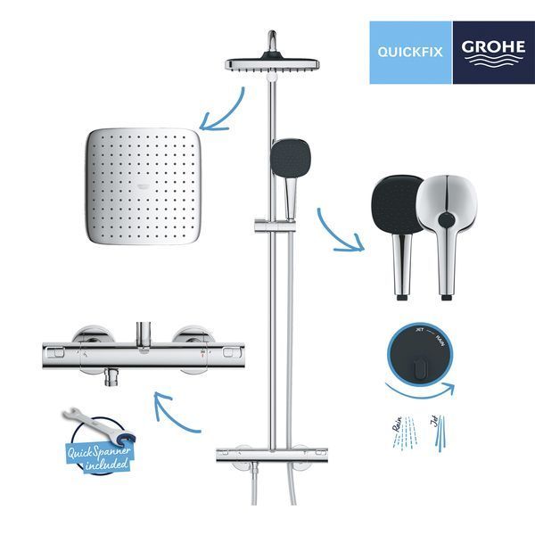 Душова система термостатична Grohe QuickFix Vitalio Comfort System 250 Cube 26696001 CV033235 фото