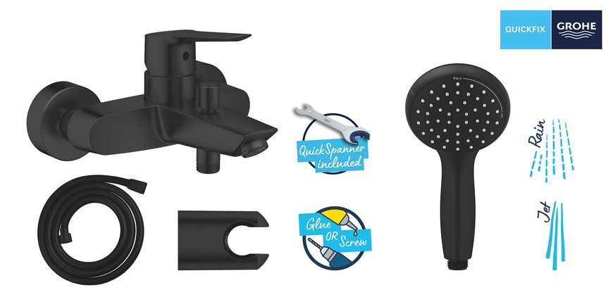 QuickFix Start Одноважільний змішувач для ванни + душовий набір (UA30330701) UA30330701 фото