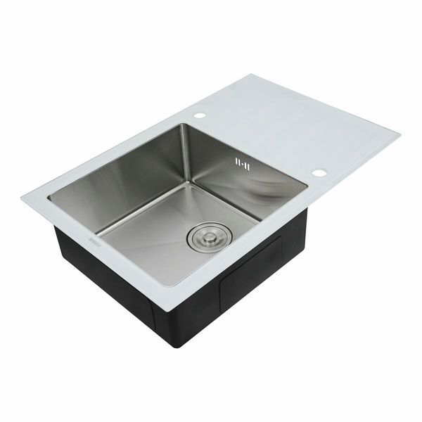 Кухонная мойка Platinum Handmade WHITE GLASS 780х510х200 23645 фото