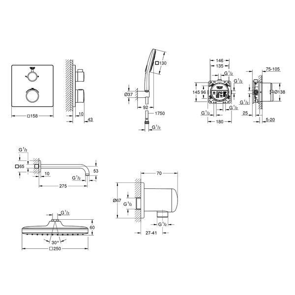 Душова система прихованого монтажу термостатична Grohe QuickFix Grohtherm UA26415SC7 CV030612 фото