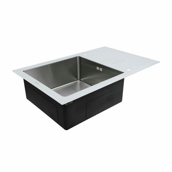 Кухонная мойка Platinum Handmade WHITE GLASS 780х510х200 23645 фото