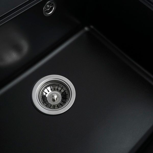 Гранітна мийка для кухні Platinum 5852 VESTA матова Чорна 3534 фото