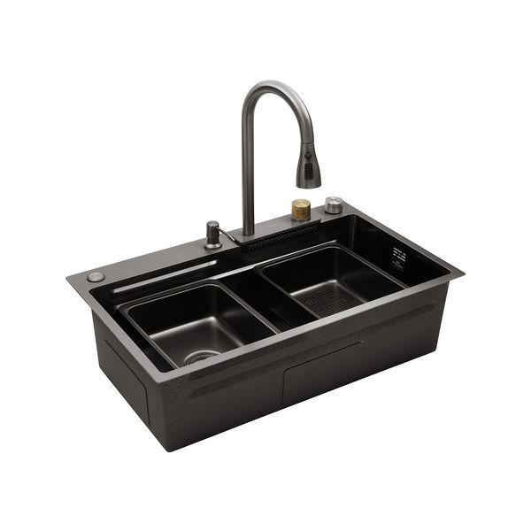 Кухонная мойка Kroner KRP Schwarze - SET7545HM PVD (3.0/0.8 мм) CV033382 фото