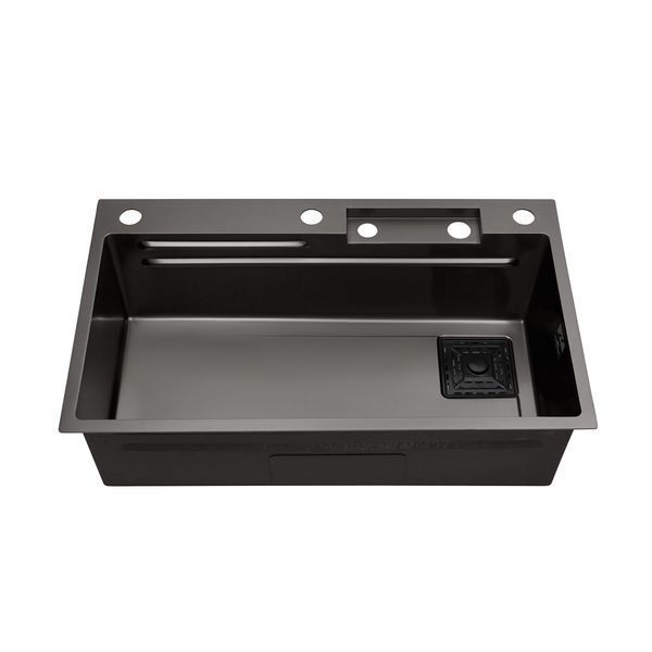 Кухонная мойка Kroner KRP Schwarze - SET7545HM PVD (3.0/0.8 мм) CV033382 фото