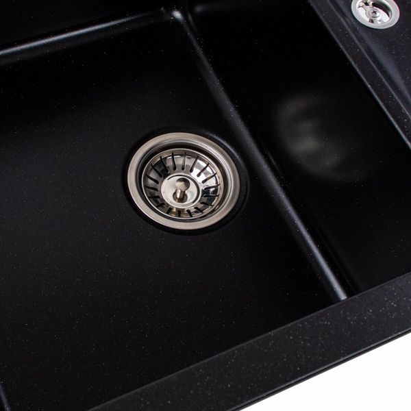 Гранитная мойка для кухни Platinum 7850 TROYA матовая Черный металлик 3272 фото