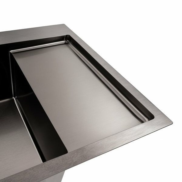 Кухонная мойка CM 65*50 L PVD черная Platinum Handmade (круглый сифон 3.0/0.8) 44561 фото