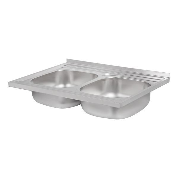 Кухонна мийка з двома чашами Lidz 6080 0,8 мм Satin (LIDZ6080DBSAT8) SD00040836 фото