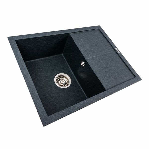 Гранитная мойка для кухни Platinum CRIPTA 6550 матовая Антрацит 51347 фото
