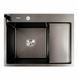 Кухонная мойка CM 65*50 L PVD черная Platinum Handmade (круглый сифон 3.0/0.8) 44561 фото 1