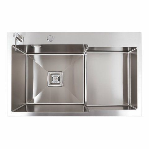 Кухонная мойка 78*50С L нержавейка Platinum Handmade (углубленная полка, 3.0/1.0 мм) 42177 фото