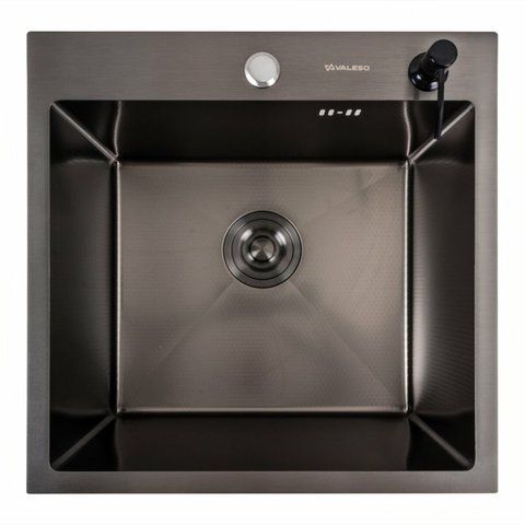 Кухонная мойка 50*50 PVD черная DECOR Platinum Handmade (сифон круглый, 3,0/0,8) 45920 фото