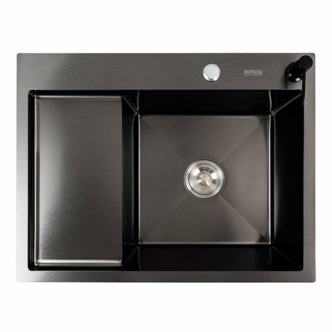 Кухонна мийка CM 65*50 R PVD чорна Platinum Handmade (круглий сифон 3.0/0.8) 44562 фото