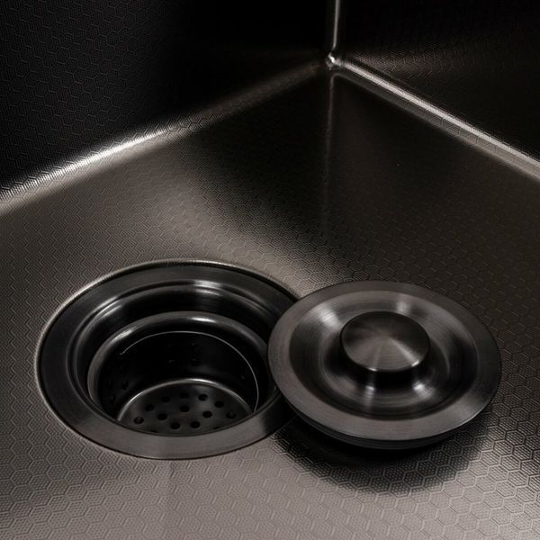 Кухонна мийка 50*50 PVD чорна DECOR Platinum Handmade (сифон круглий, 3,0/0,8) 45920 фото