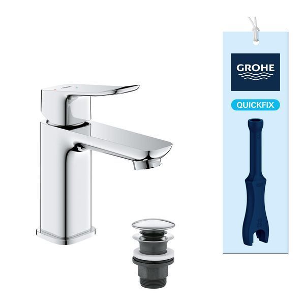 Смеситель для раковины Grohe QuickFix Dice ES S-Size 1018610000 с донным клапаном CV036203 фото