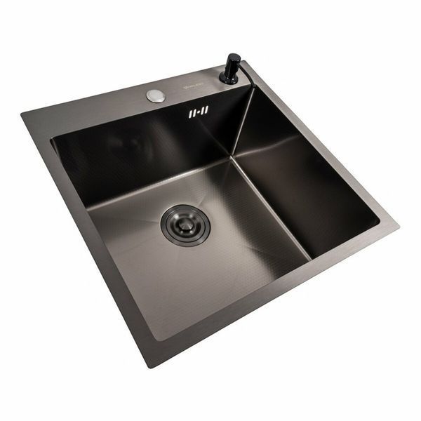 Кухонна мийка 50*50 PVD чорна DECOR Platinum Handmade (сифон круглий, 3,0/0,8) 45920 фото