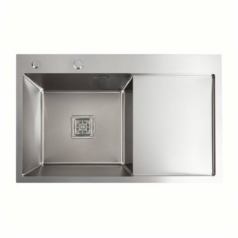 Мойка нержавейка Platinum Handmade 78*50B L (два отверстия, квадратный сифон 3.0/1.0) 37684 фото
