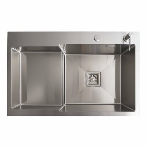 Кухонная мойка 78*50С R нержавейка Platinum Handmade (углубленная полка, 3.0/1.0 мм) 42178 фото