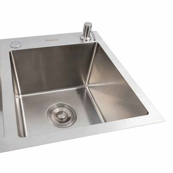 Кухонна мийка 78*43 нержавійка на дві чаші Platinum Handmade (3.0/0.8) 47096 фото