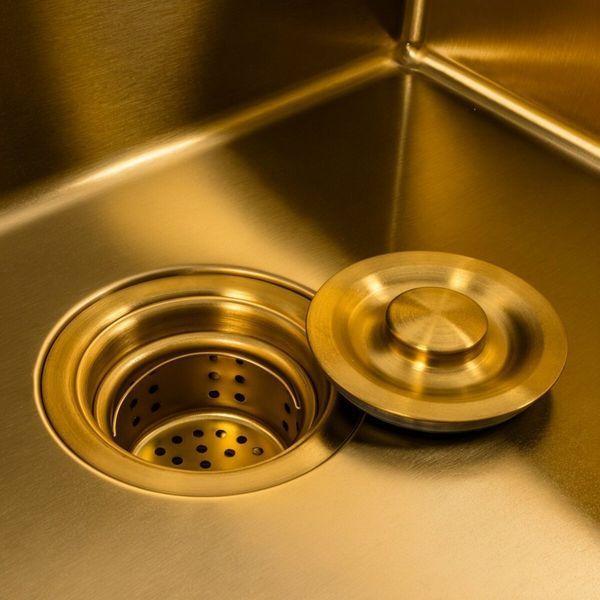 Кухонная мойка 50*50 PVD Gold Platinum Handmade (сифон круглый, 3,0/0,8) 45921 фото