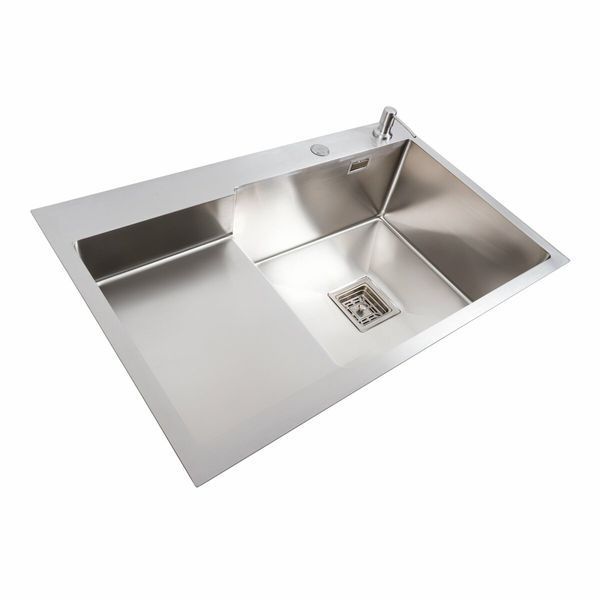 Кухонная мойка 78*50С R нержавейка Platinum Handmade (углубленная полка, 3.0/1.0 мм) 42178 фото