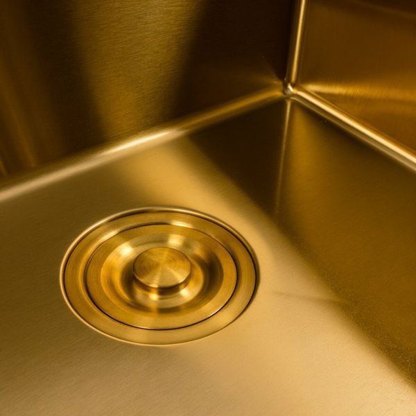 Кухонная мойка 50*50 PVD Gold Platinum Handmade (сифон круглый, 3,0/0,8) 45921 фото