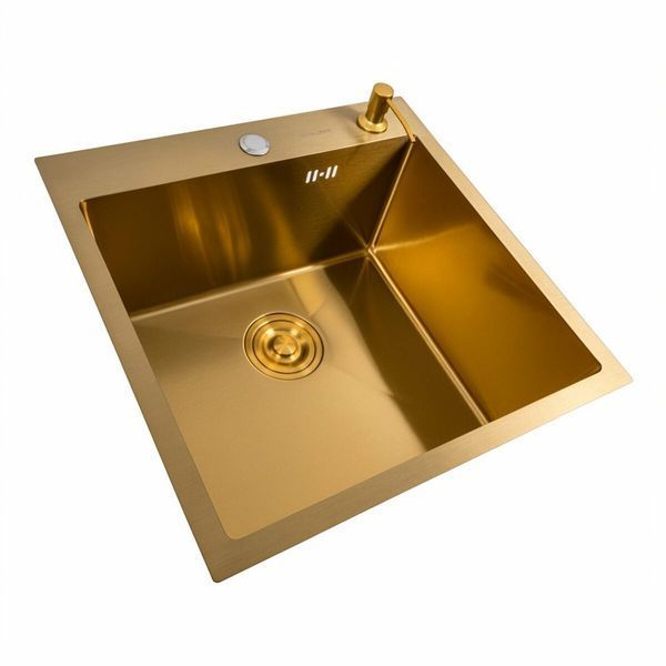 Кухонная мойка 50*50 PVD Gold Platinum Handmade (сифон круглый, 3,0/0,8) 45921 фото