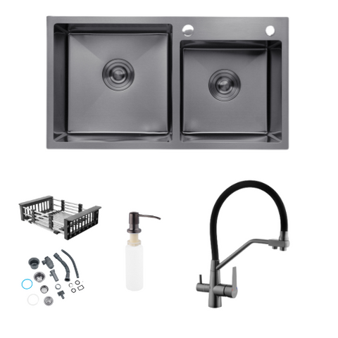 Комплект кухонной мойки KRP Schwarze - 7843ZHM PVD ST041320 фото