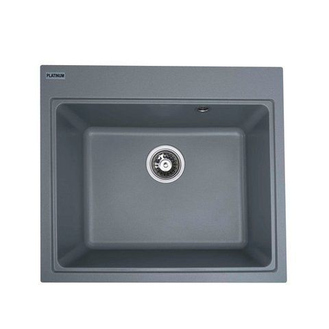Гранитная мойка для кухни Platinum 5852 VESTA матовая Серый металлик 3531 фото