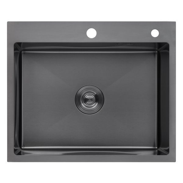 Комплект кухонної мийки Kroner KRP Schwarze 60х50HM PVD Kitchen Line Grafite SL43844 фото
