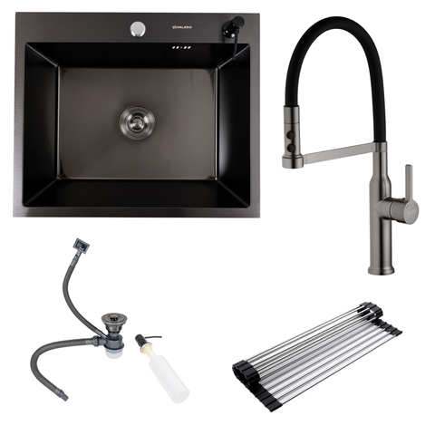 Комплект кухонной мойки Valeso 60х50HM PVD Kitchen Line Grafite SL73246 фото